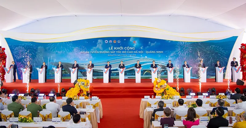 Thủ tướng Lê Minh Hưng bấm nút khởi công đường sắt tốc độ cao Hà Nội Quảng Ninh
